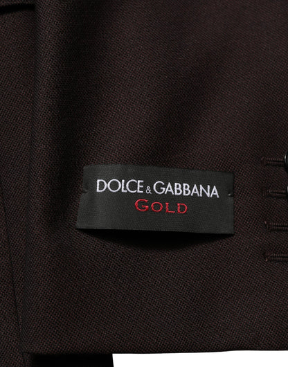 Chaqueta Dolce & Gabbana de hombre de lana marrón dorada con botonadura sencilla