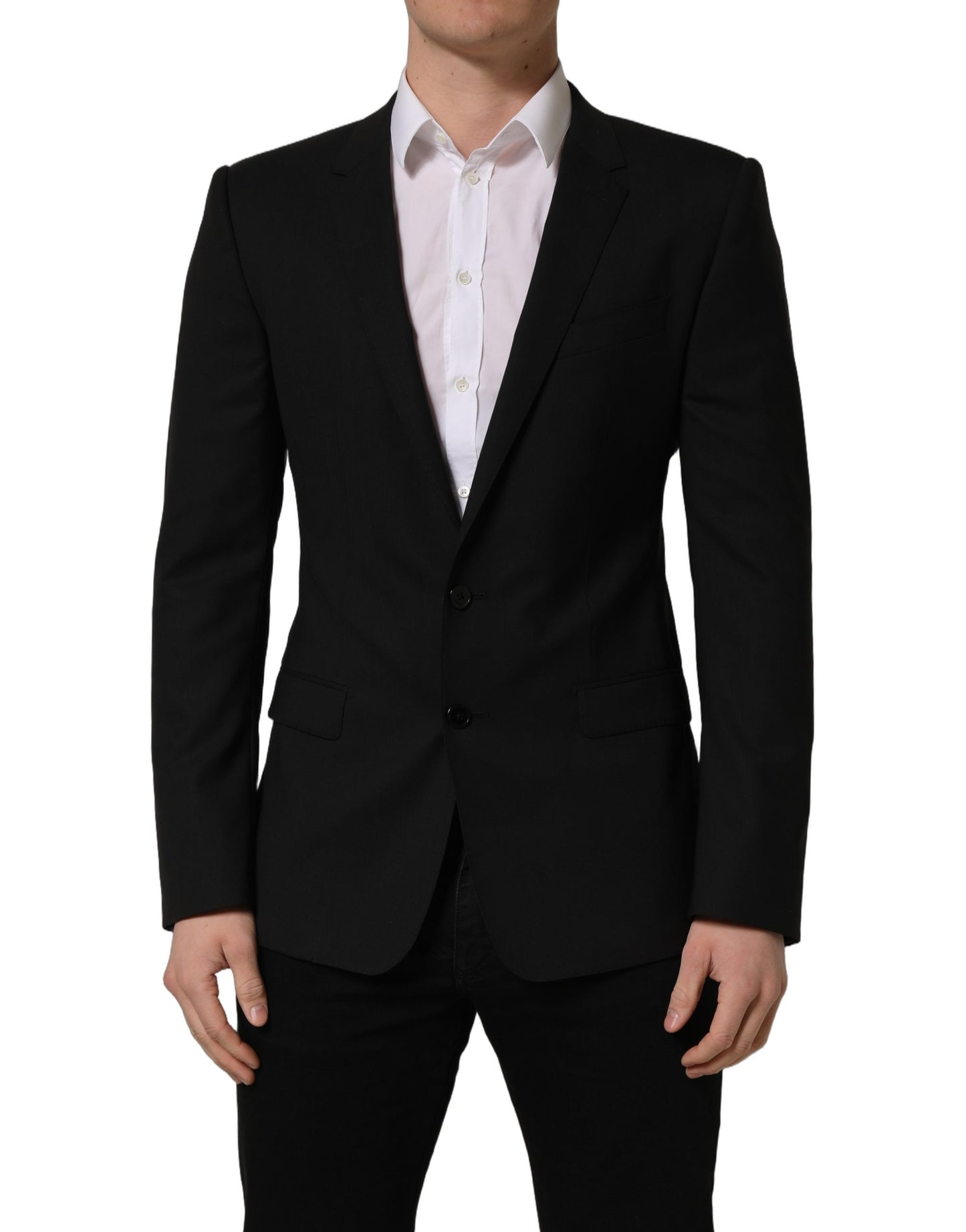 Veste blazer droite en laine noire Dolce & Gabbana