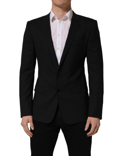 Veste blazer droite en laine noire Dolce & Gabbana