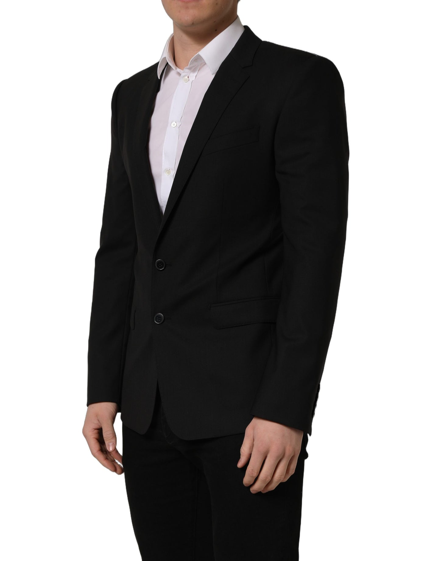 Veste blazer droite en laine noire Dolce & Gabbana