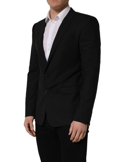 Veste blazer droite en laine noire Dolce & Gabbana