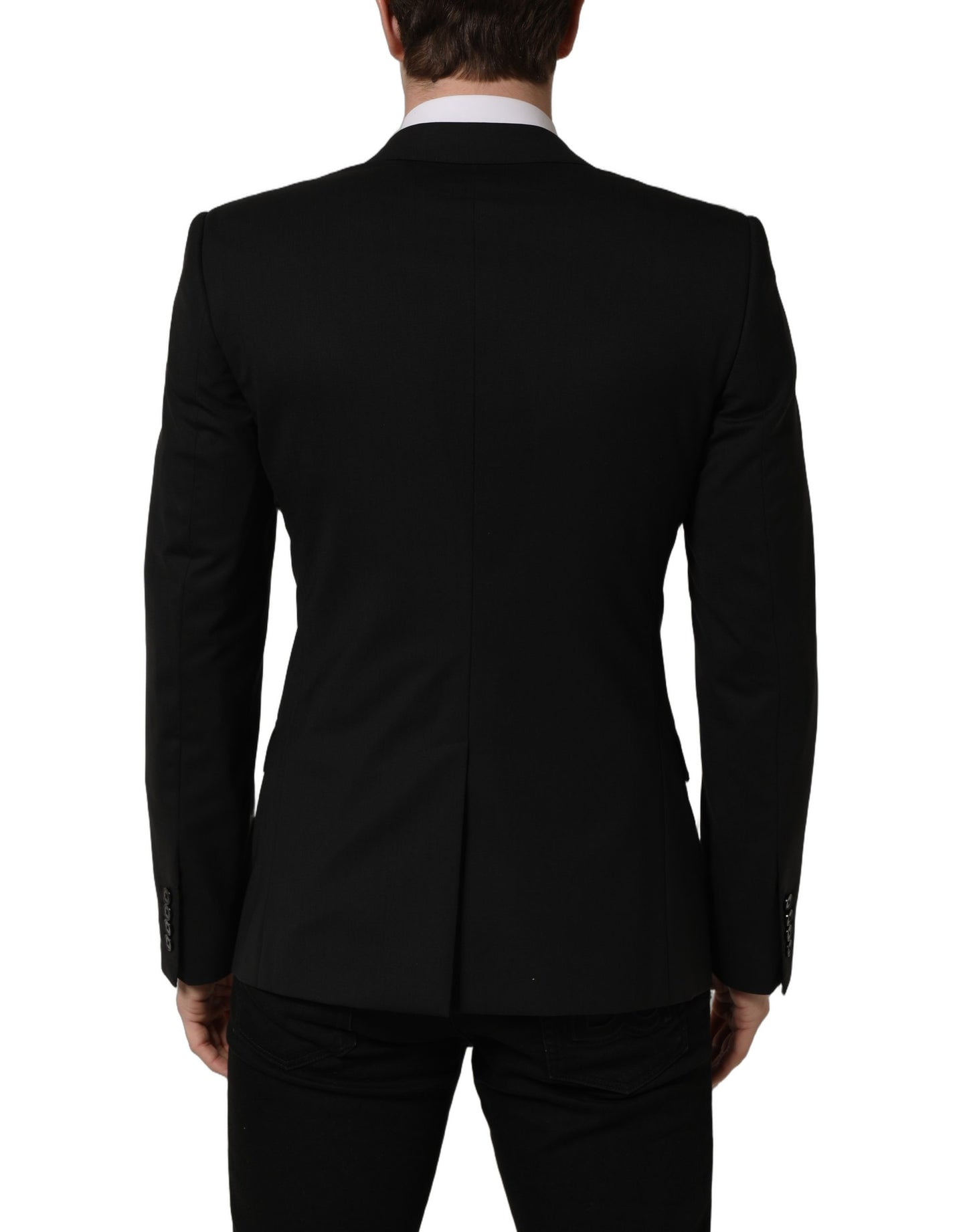Veste blazer droite en laine noire Dolce & Gabbana