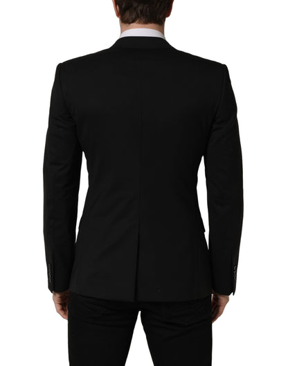 Veste blazer droite en laine noire Dolce & Gabbana