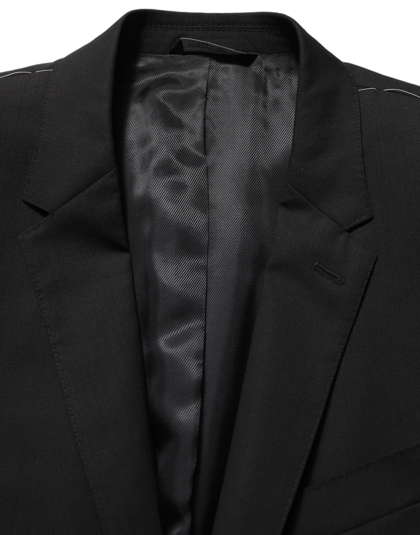 Veste blazer droite en laine noire Dolce & Gabbana