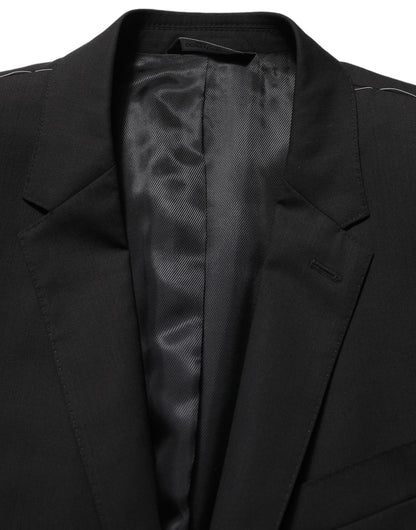 Veste blazer droite en laine noire Dolce & Gabbana