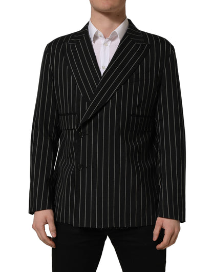 Chaqueta cruzada de lana Dolce & Gabbana con rayas negras