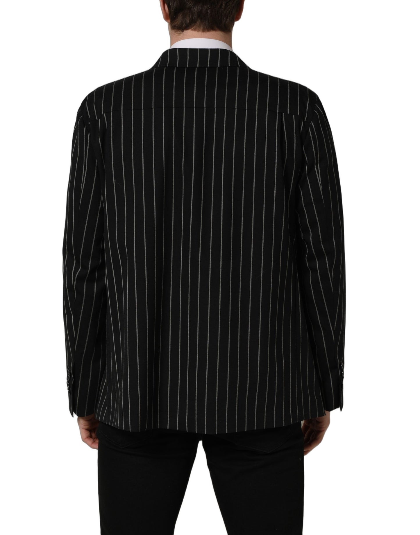 Chaqueta cruzada de lana Dolce & Gabbana con rayas negras