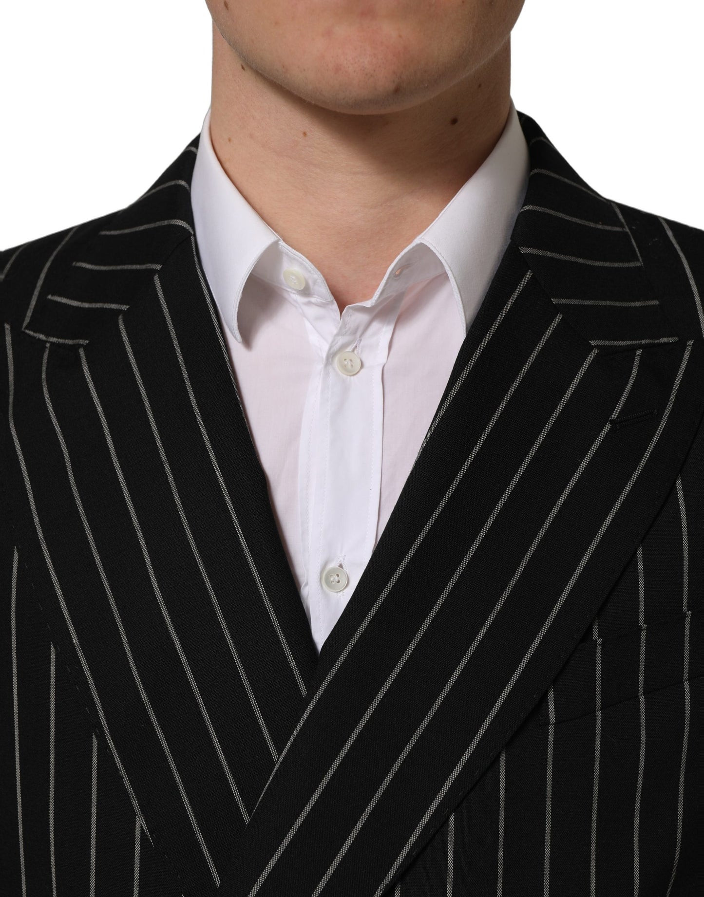 Chaqueta cruzada de lana Dolce & Gabbana con rayas negras