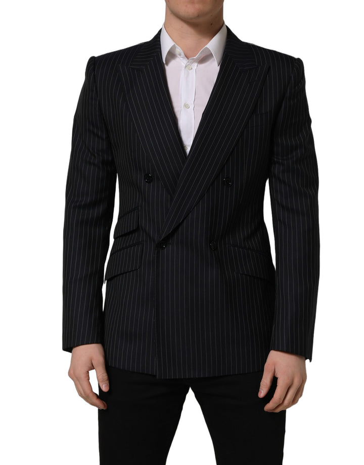 Veste croisée en laine à rayures noires Dolce & Gabbana