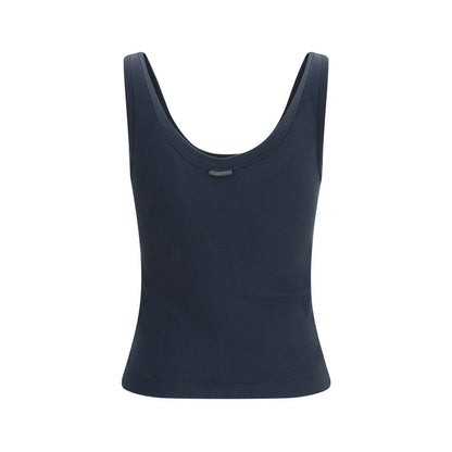 Camiseta de algodón azul Brunello Cucinelli