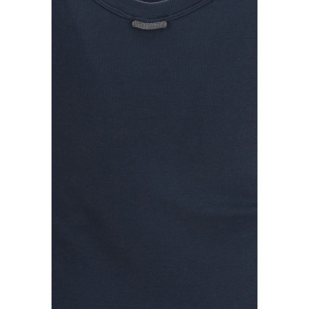 Camiseta de algodón azul Brunello Cucinelli