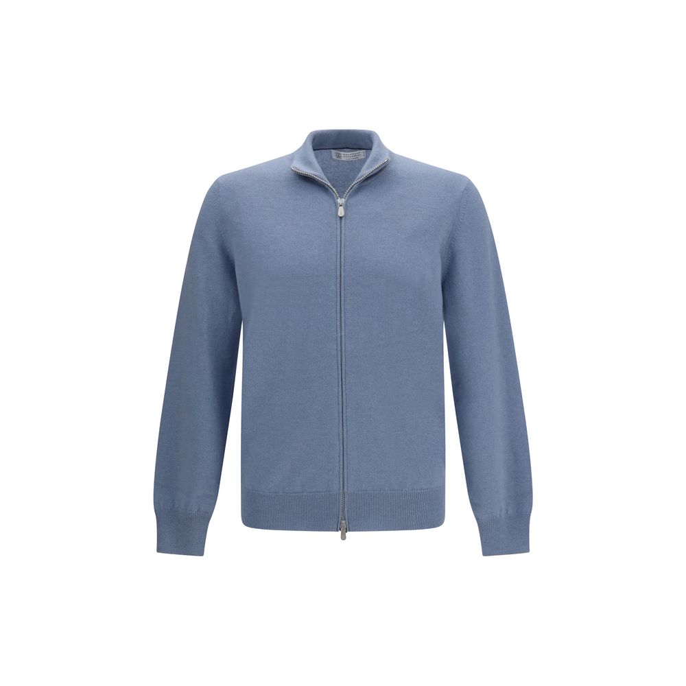 Cardigan Brunello Cucinelli bleu en cachemire