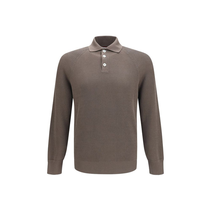 Brunello Cucinelli Brown Cotton Polo Shirt