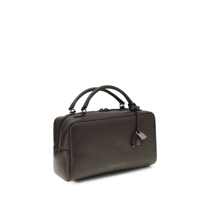 Sac à main Brunello Cucinelli en cuir de veau marron Bos Taurus