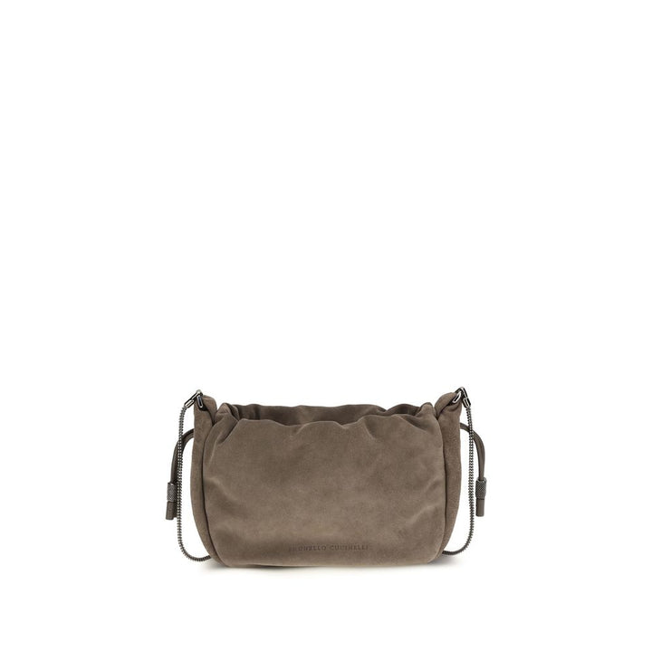 Sac porté épaule Brunello Cucinelli en veau marron Bos Taurus