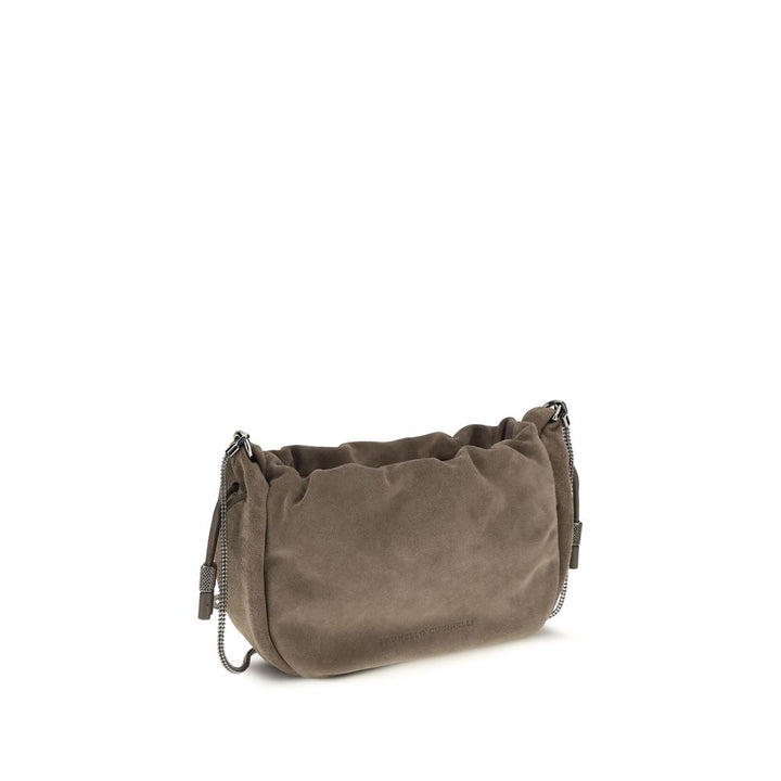 Sac porté épaule Brunello Cucinelli en veau marron Bos Taurus