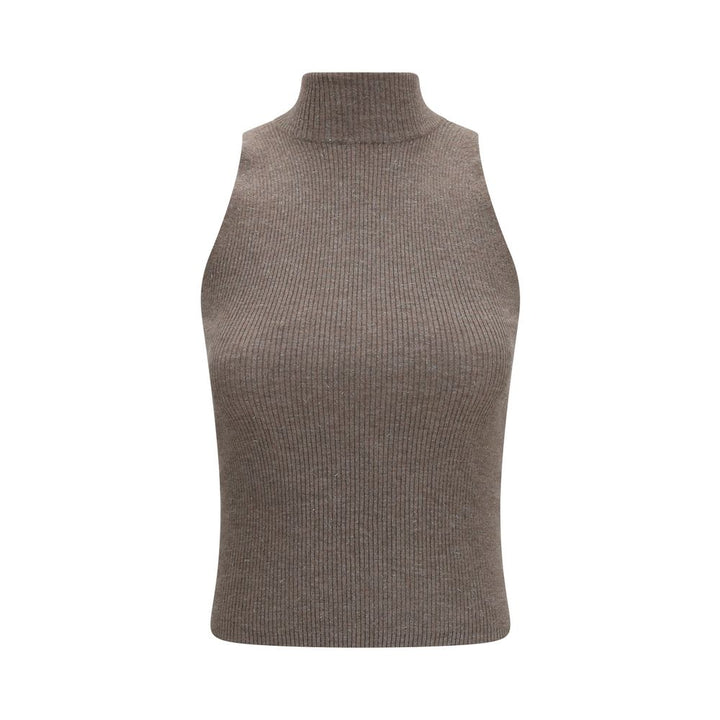 Brunello Cucinelli Brown Cashmere Sleeveles Sweater