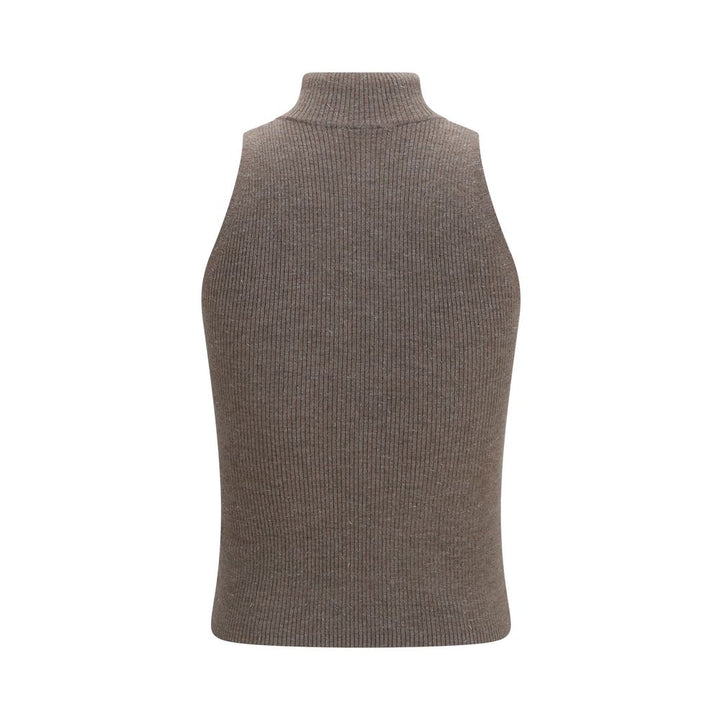 Brunello Cucinelli Brown Cashmere Sleeveles Sweater