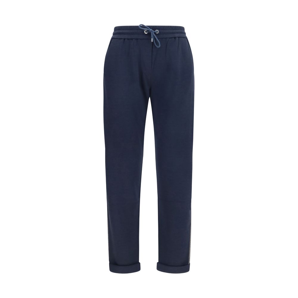 Pantalones informales de poliamida azules Brunello Cucinelli