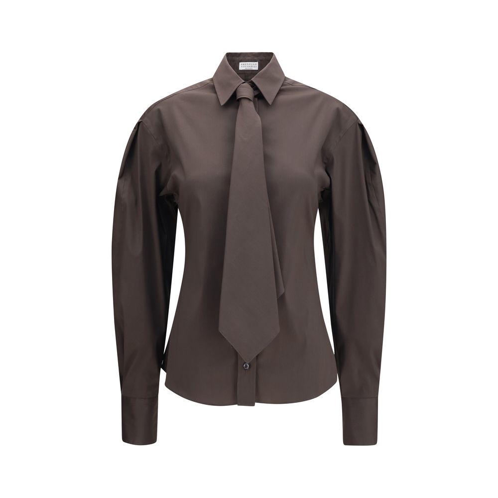 Camisa de vestir Brunello Cucinelli de algodón marrón