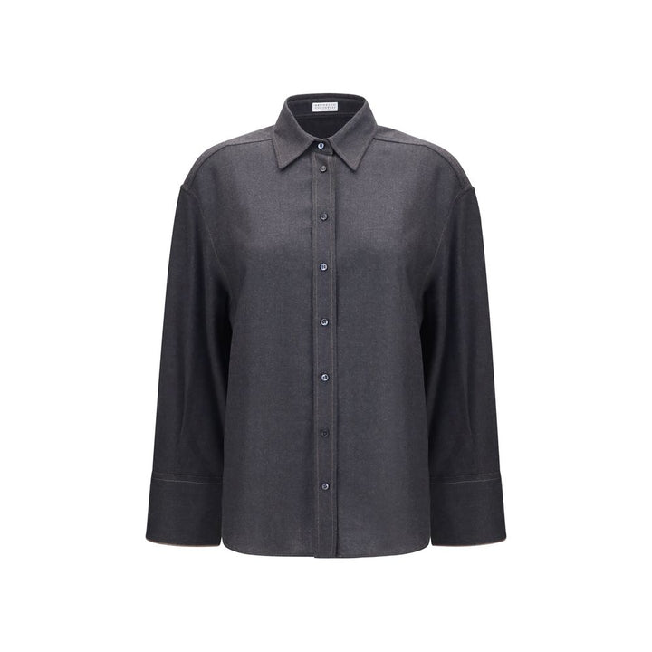 Camisa de vestir Brunello Cucinelli de lana gris Oves Aries