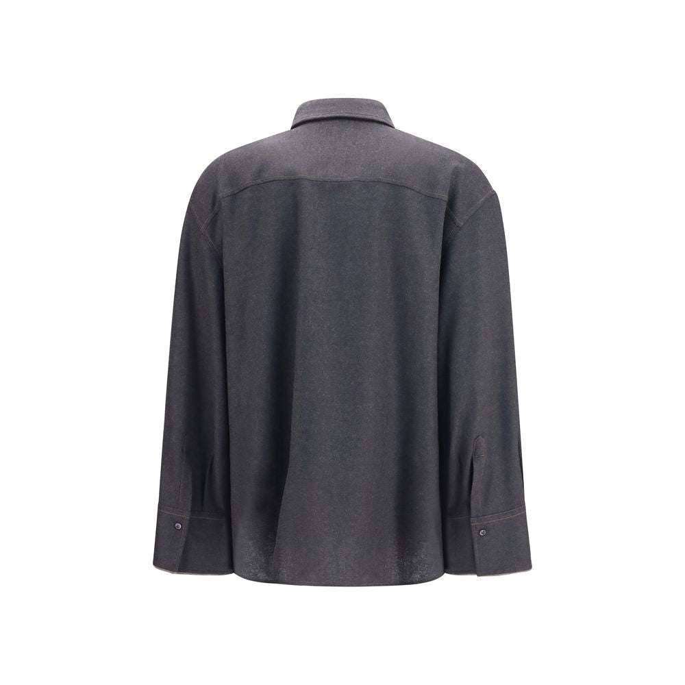Chemise Brunello Cucinelli en laine grise Oves Aries
