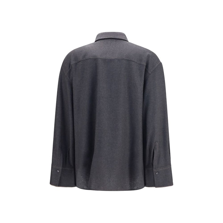 Camisa de vestir Brunello Cucinelli de lana gris Oves Aries
