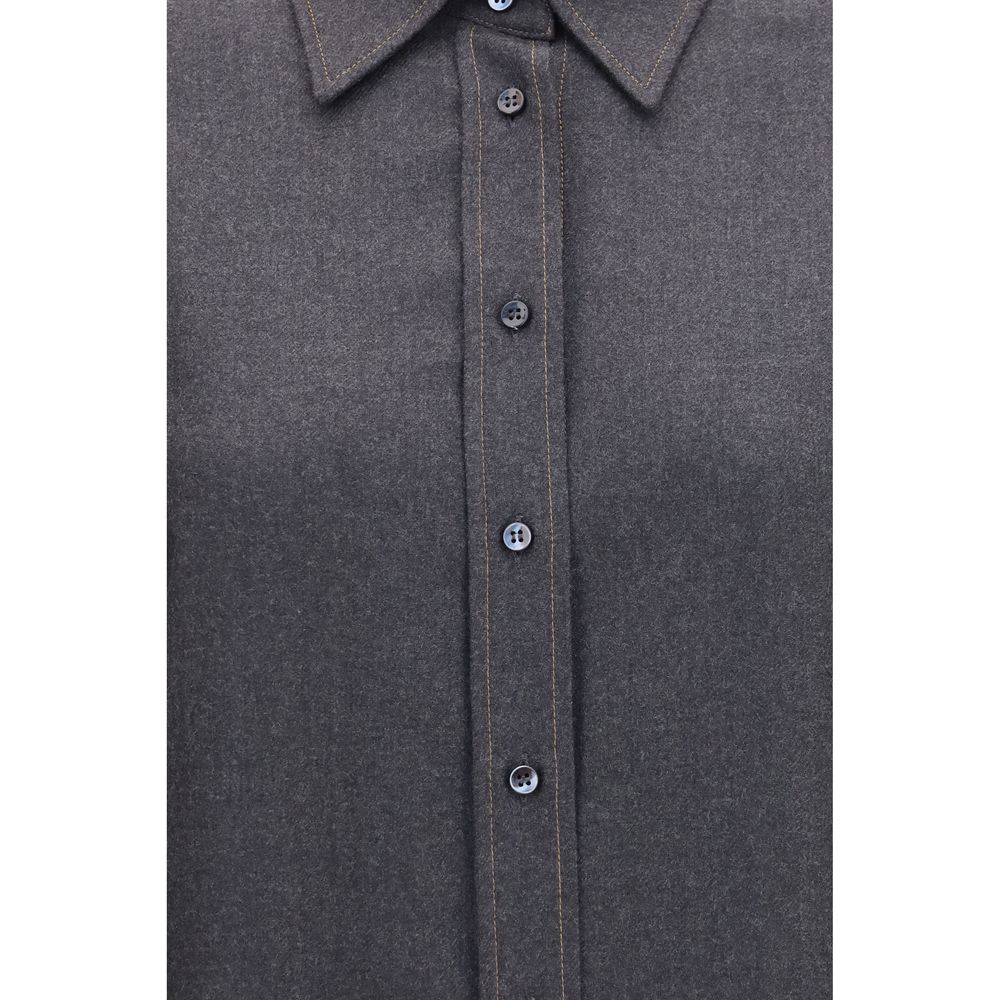 Chemise Brunello Cucinelli en laine grise Oves Aries