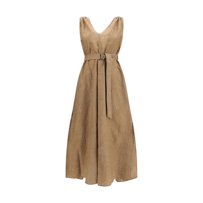 Vestido casual de algodón beige Brunello Cucinelli