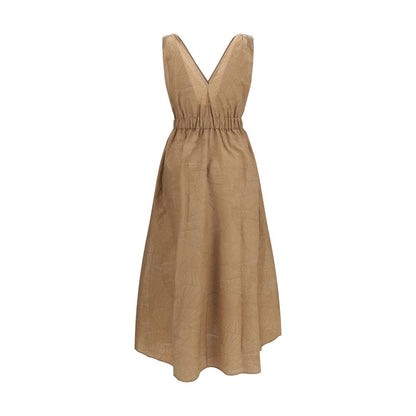 Vestido casual de algodón beige Brunello Cucinelli