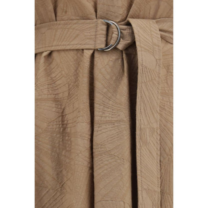 Vestido casual de algodón beige Brunello Cucinelli