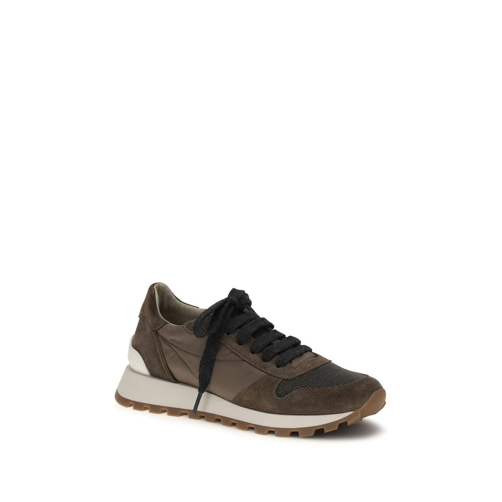 Baskets athlétiques Brunello Cucinelli en cuir de veau marron Bos Taurus