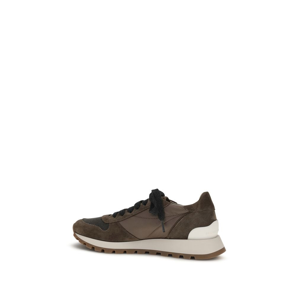 Baskets athlétiques Brunello Cucinelli en cuir de veau marron Bos Taurus