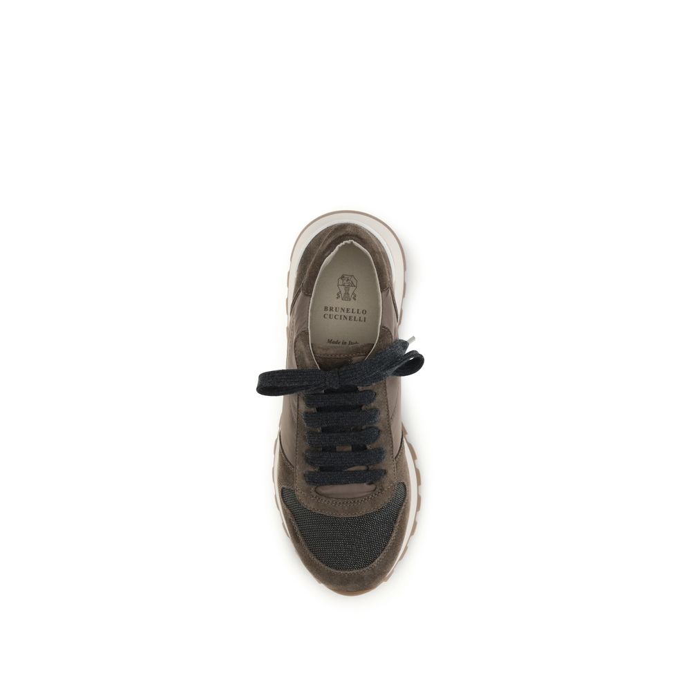 Baskets athlétiques Brunello Cucinelli en cuir de veau marron Bos Taurus