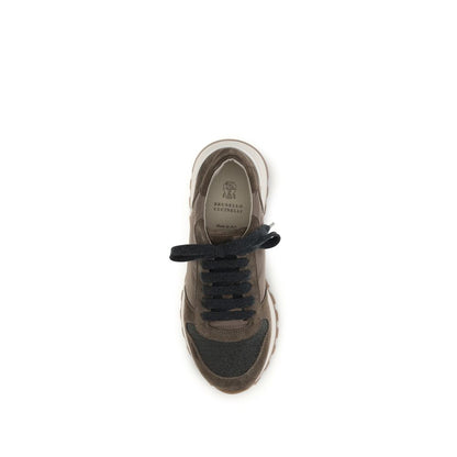 Baskets athlétiques Brunello Cucinelli en cuir de veau marron Bos Taurus
