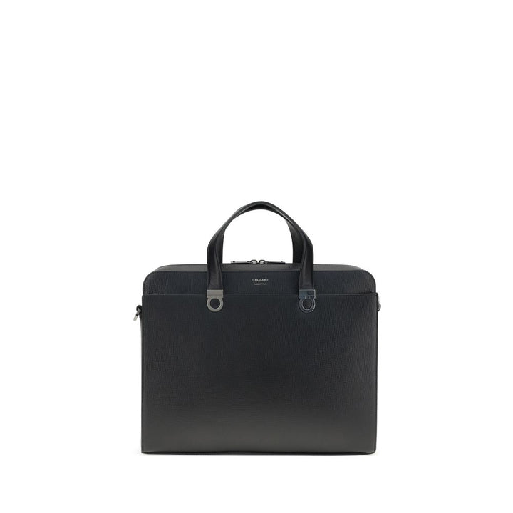 Portafolio Ferragamo de Piel de Becerro Negra Bos Taurus