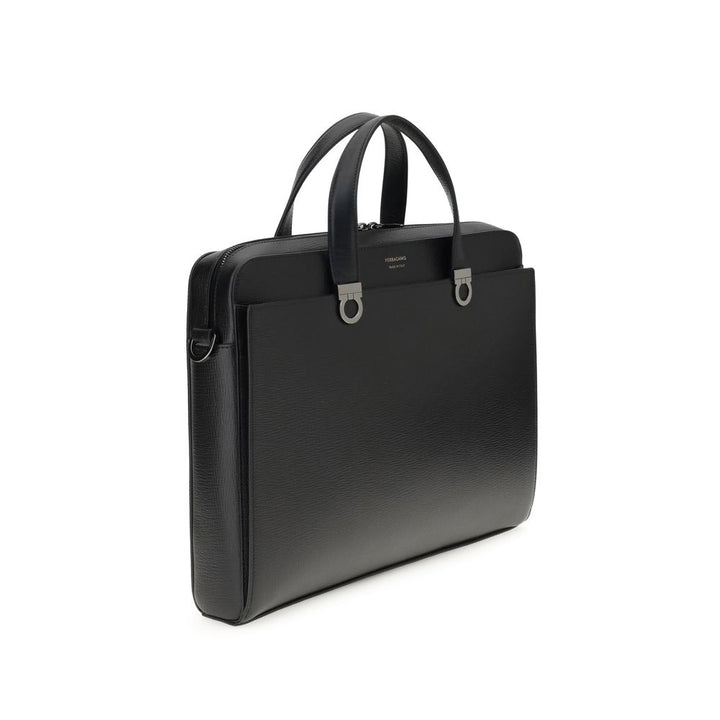 Portafolio Ferragamo de Piel de Becerro Negra Bos Taurus