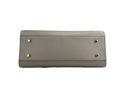 Sac fourre-tout Versace Virtus en cuir, grand modèle, avec poignée supérieure, gris