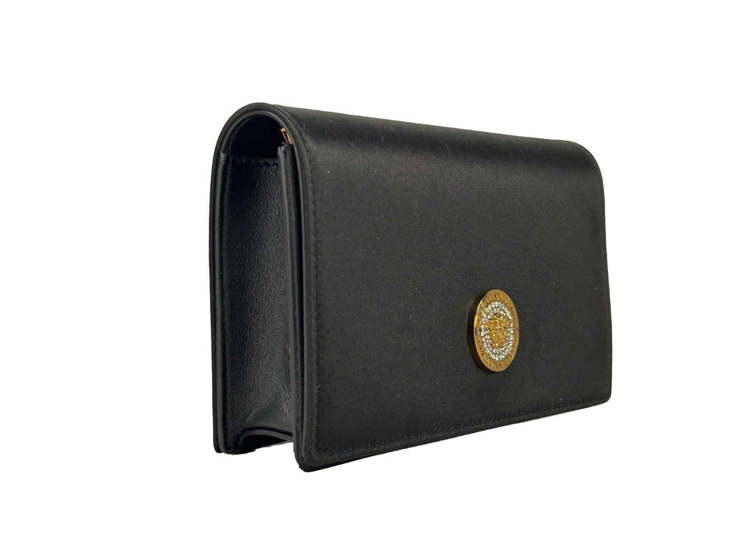 Cartera bandolera mini de cadena Versace negra