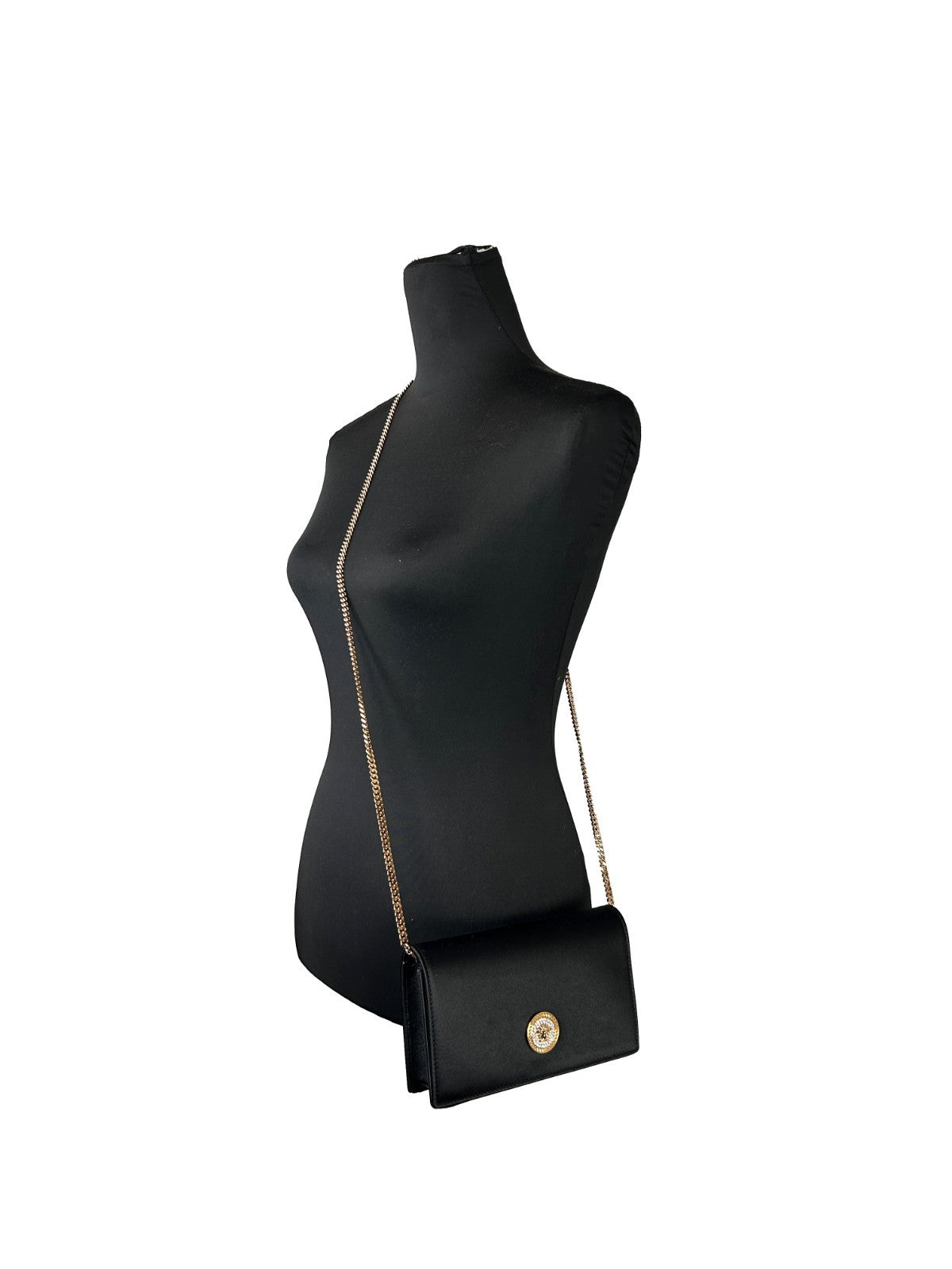 Cartera bandolera mini de cadena Versace negra
