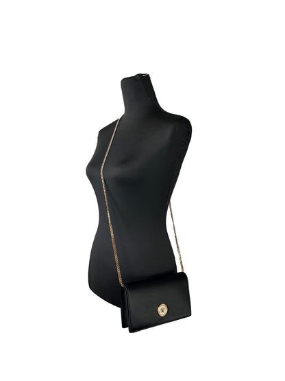 Cartera bandolera mini de cadena Versace negra