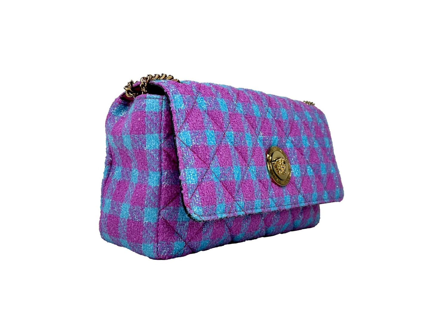 Bolso bandolera mediano de lana y lúrex de Versace