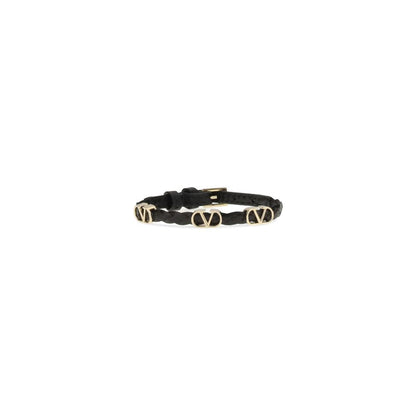 Bracelet Valentino Garavani en cuir de veau noir Bos Taurus