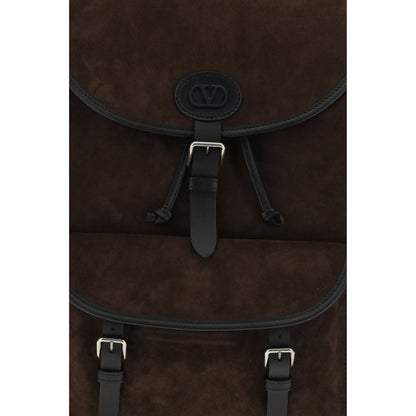 Mochila Valentino Garavani de piel de becerro marrón Bos Taurus