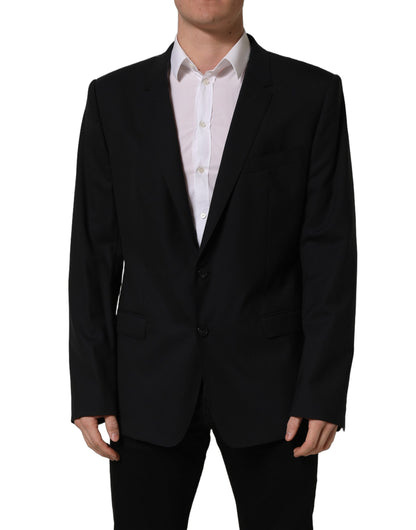 Veste blazer droite en laine noire Dolce & Gabbana
