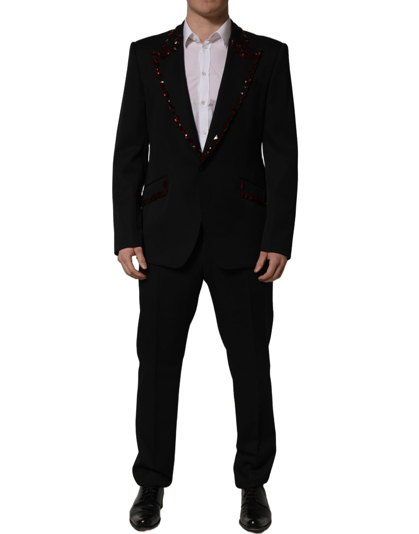 Traje de 2 piezas Dolce & Gabbana negro con adornos de cristal