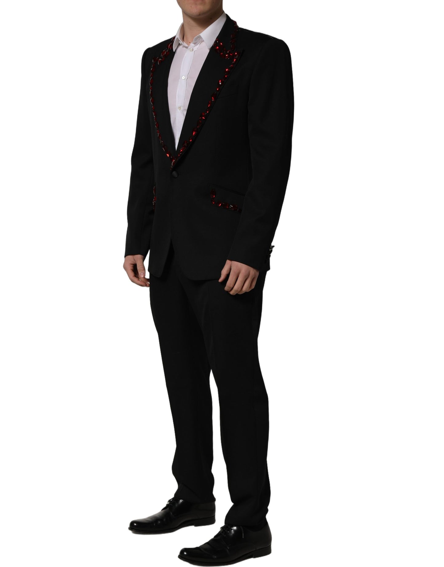Traje de 2 piezas Dolce & Gabbana negro con adornos de cristal