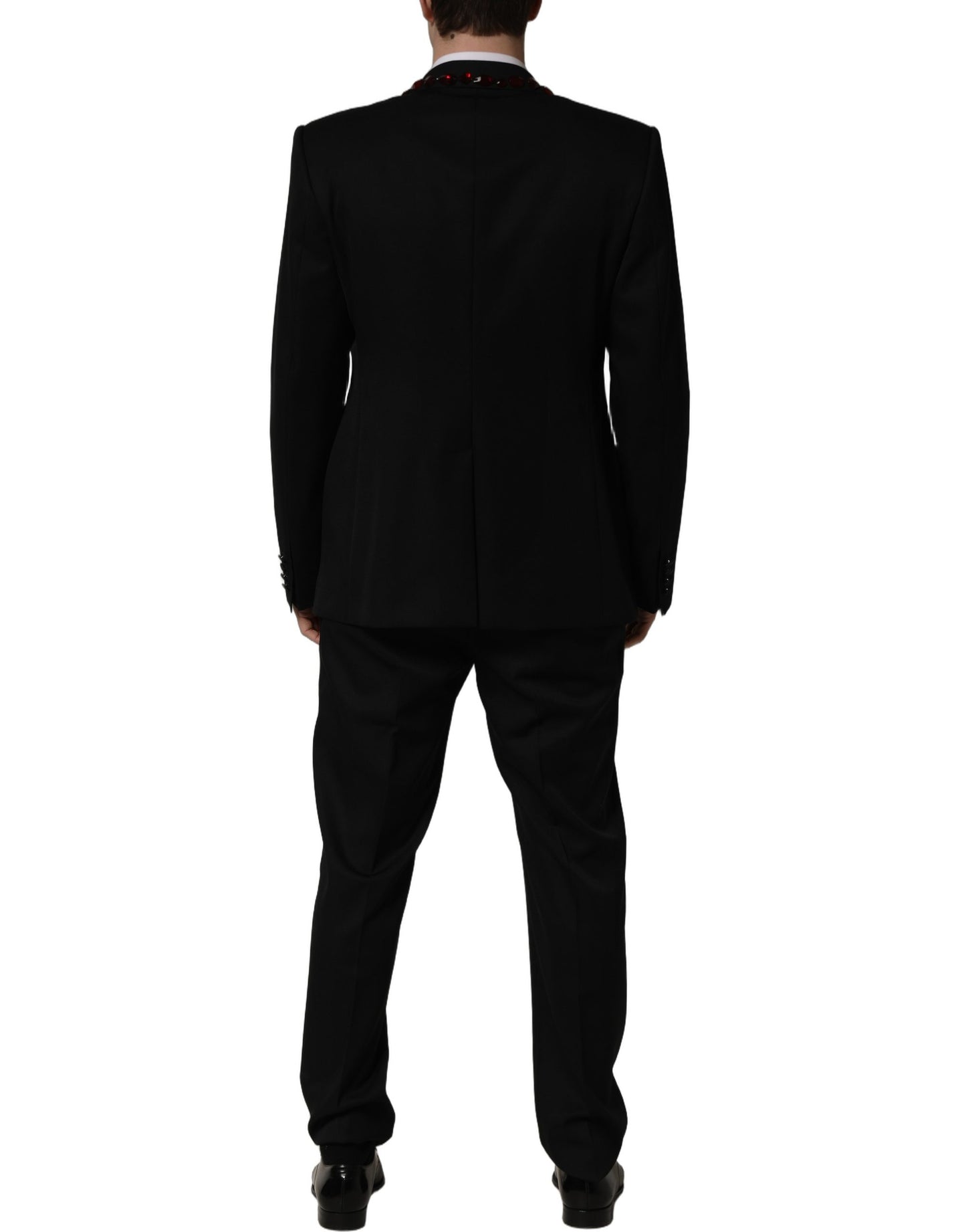 Traje de 2 piezas Dolce & Gabbana negro con adornos de cristal