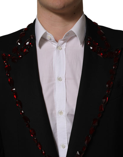 Traje de 2 piezas Dolce & Gabbana negro con adornos de cristal