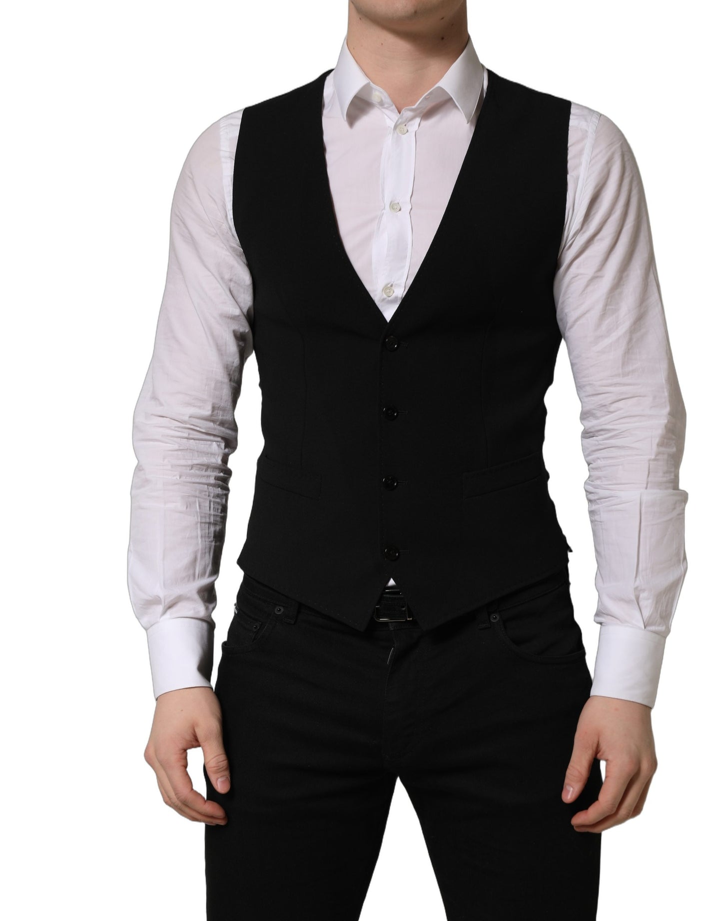 Gilet simple boutonnage Dolce & Gabbana en laine noire